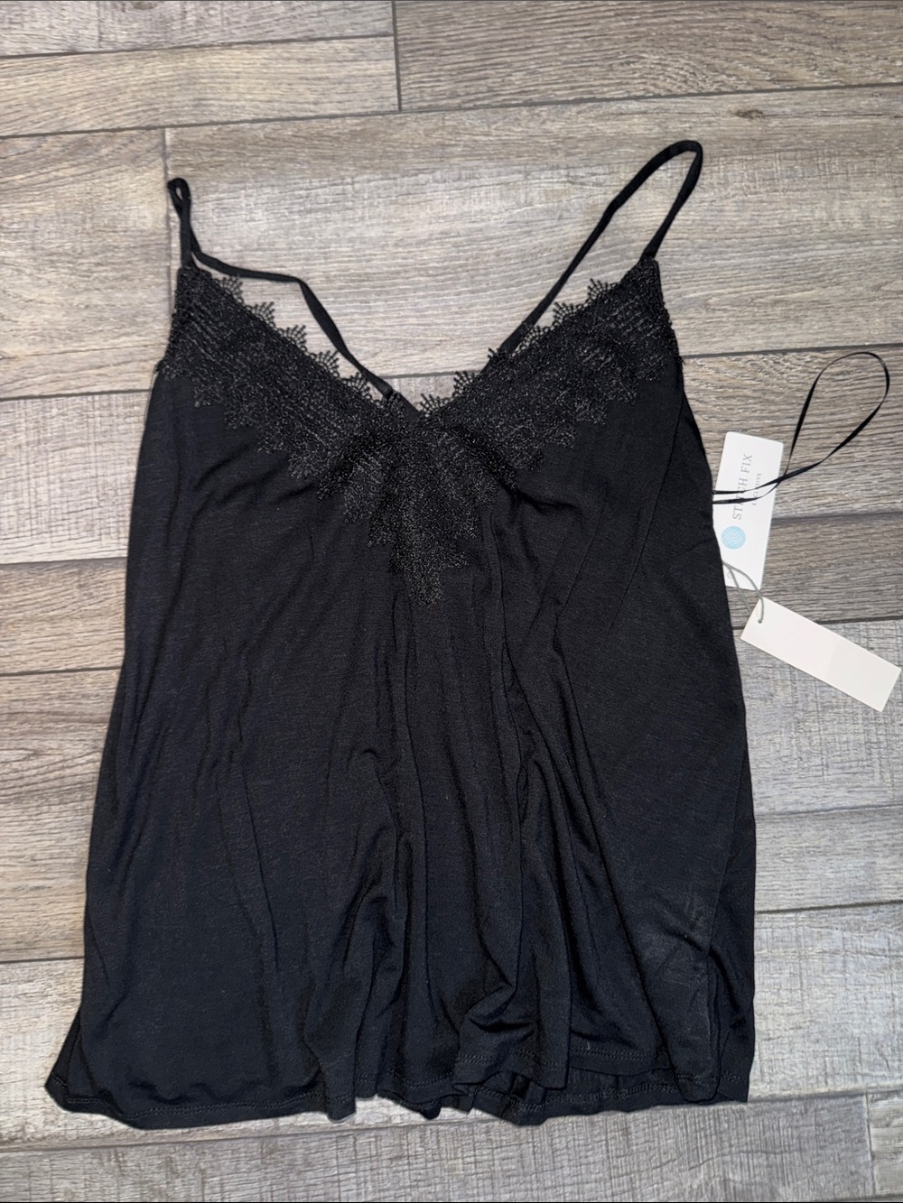 Nine Britton Lace-Trim Black Camisole Tank Large  (StitchFix)